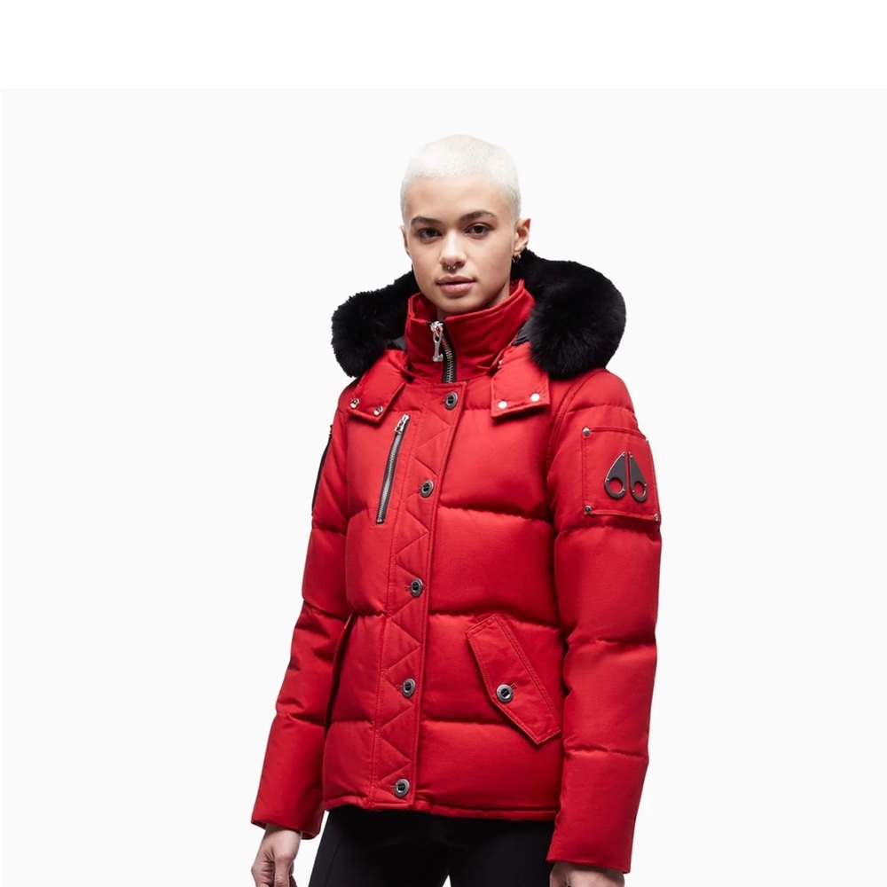 Moose Knuckles Classic Red Coat with Ebony Fur!